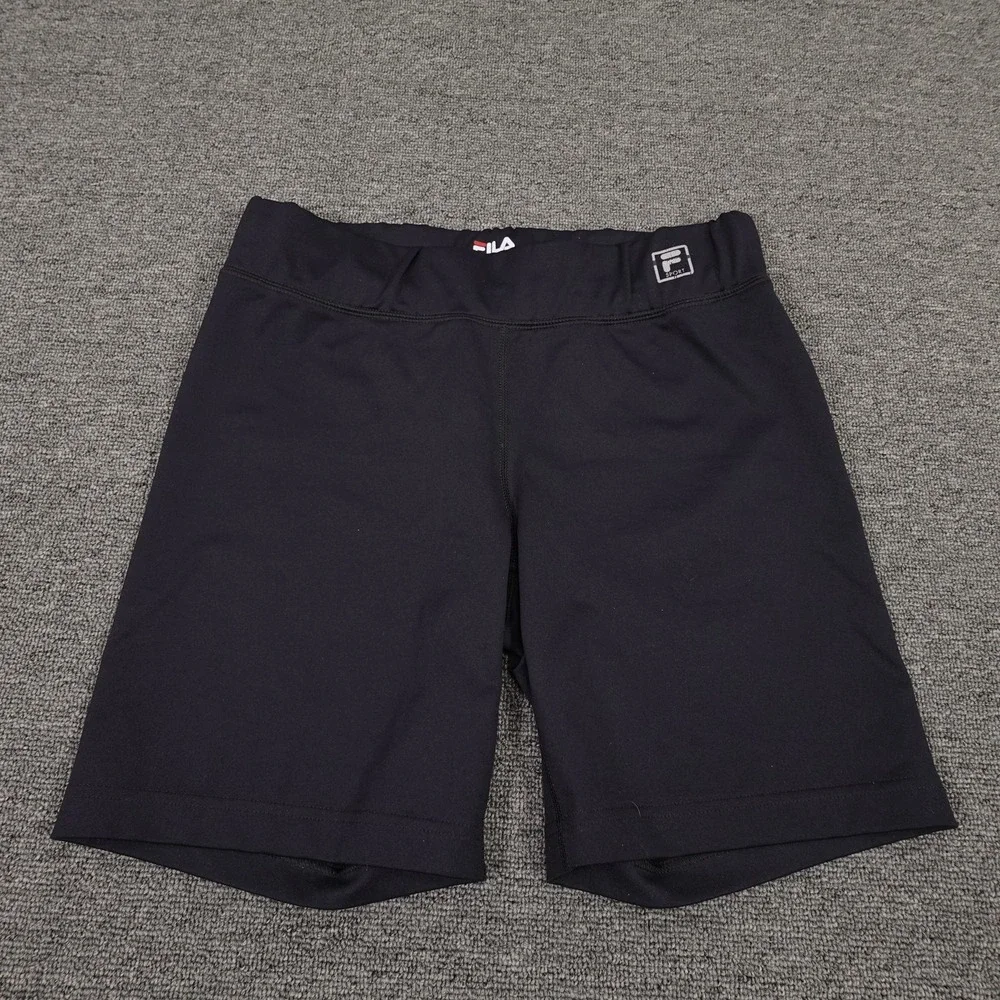 FILA Shorts Womens Small Black Biker Compression Athletic Gym Training‎ Workout